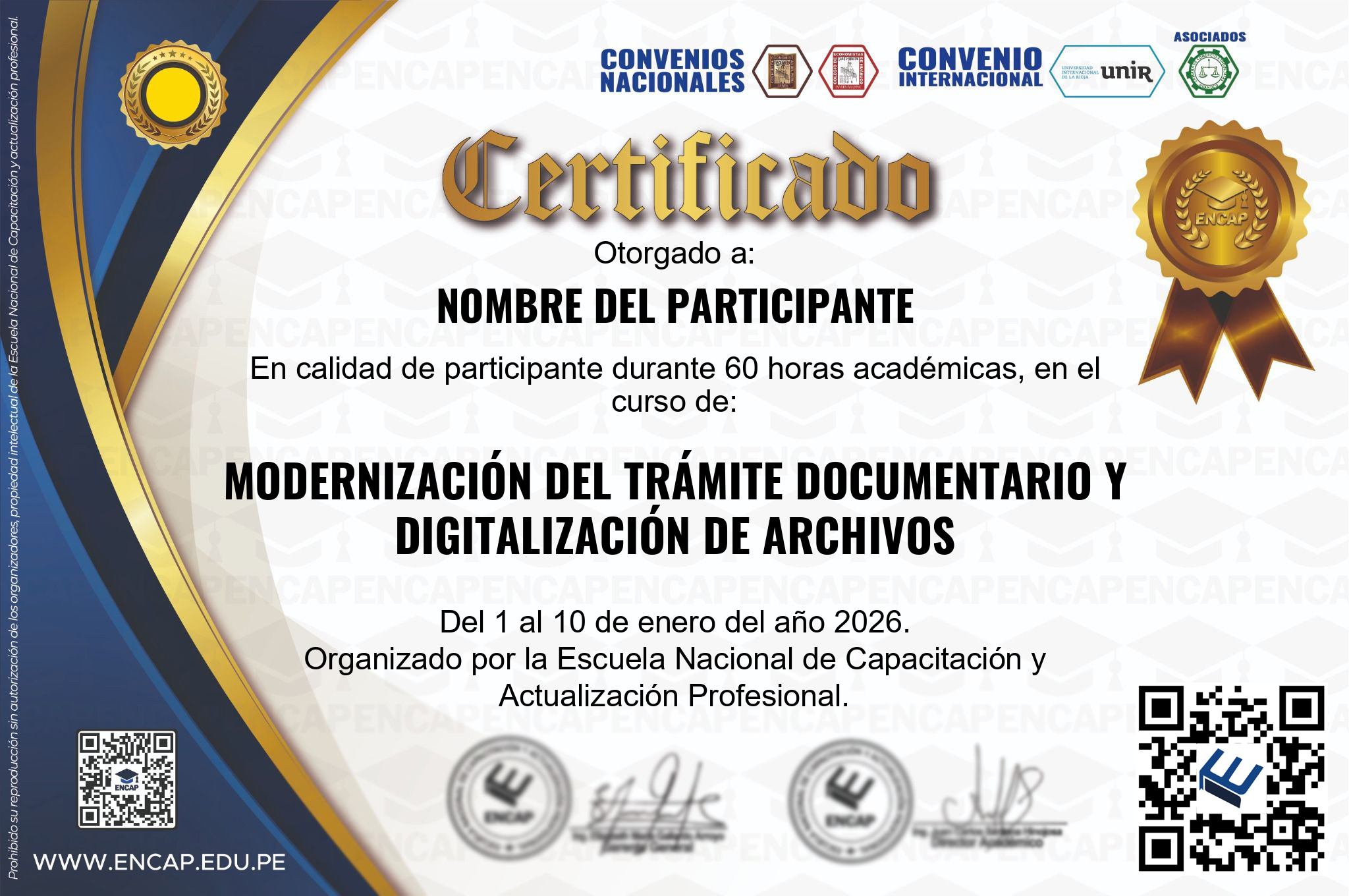 Certificado Especialización