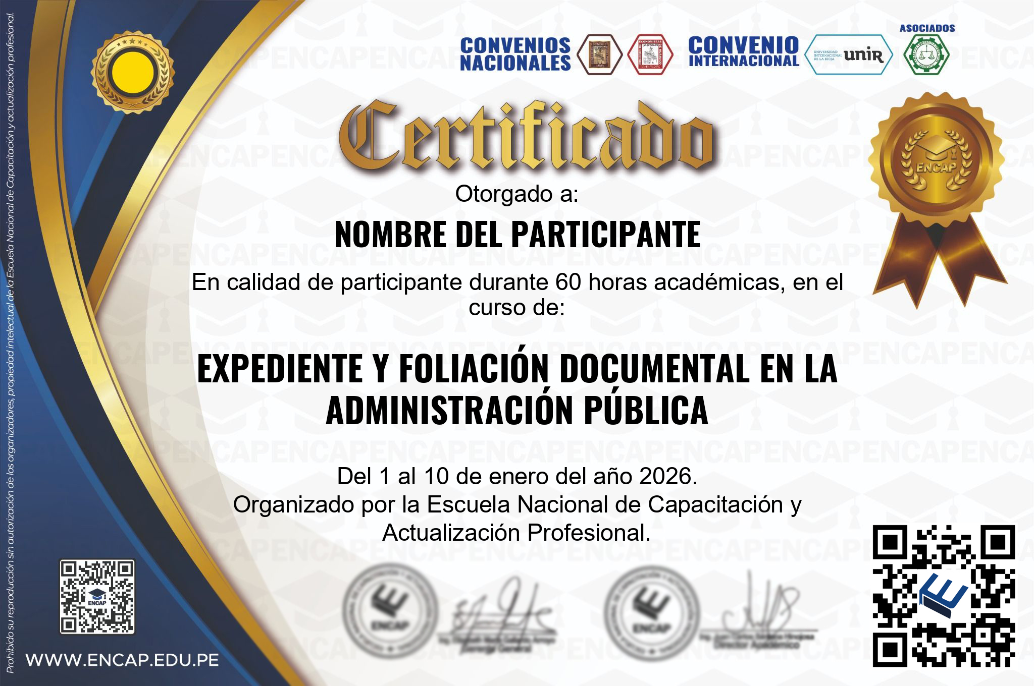 Certificado Especialización