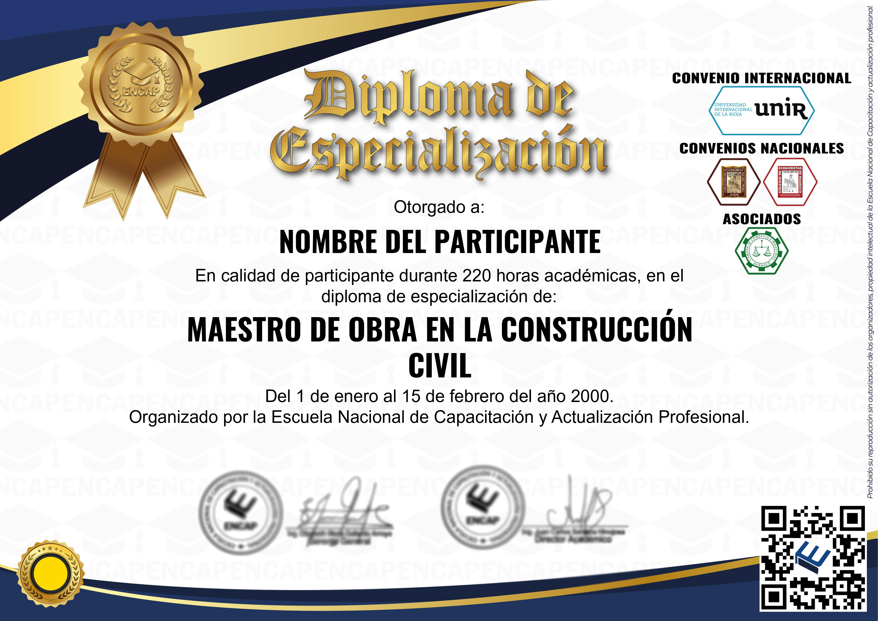Certificado Especialización