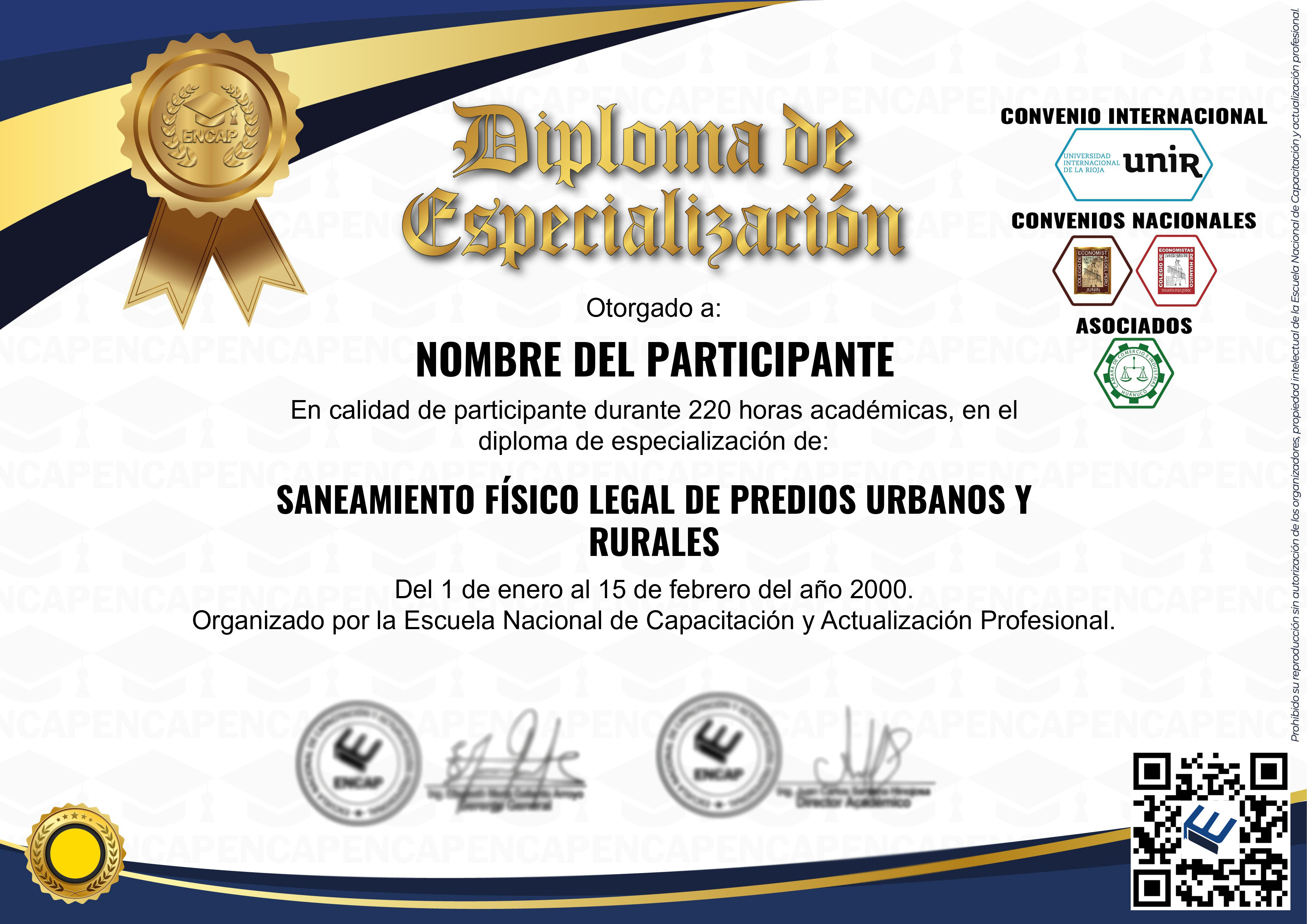 Certificado Especialización