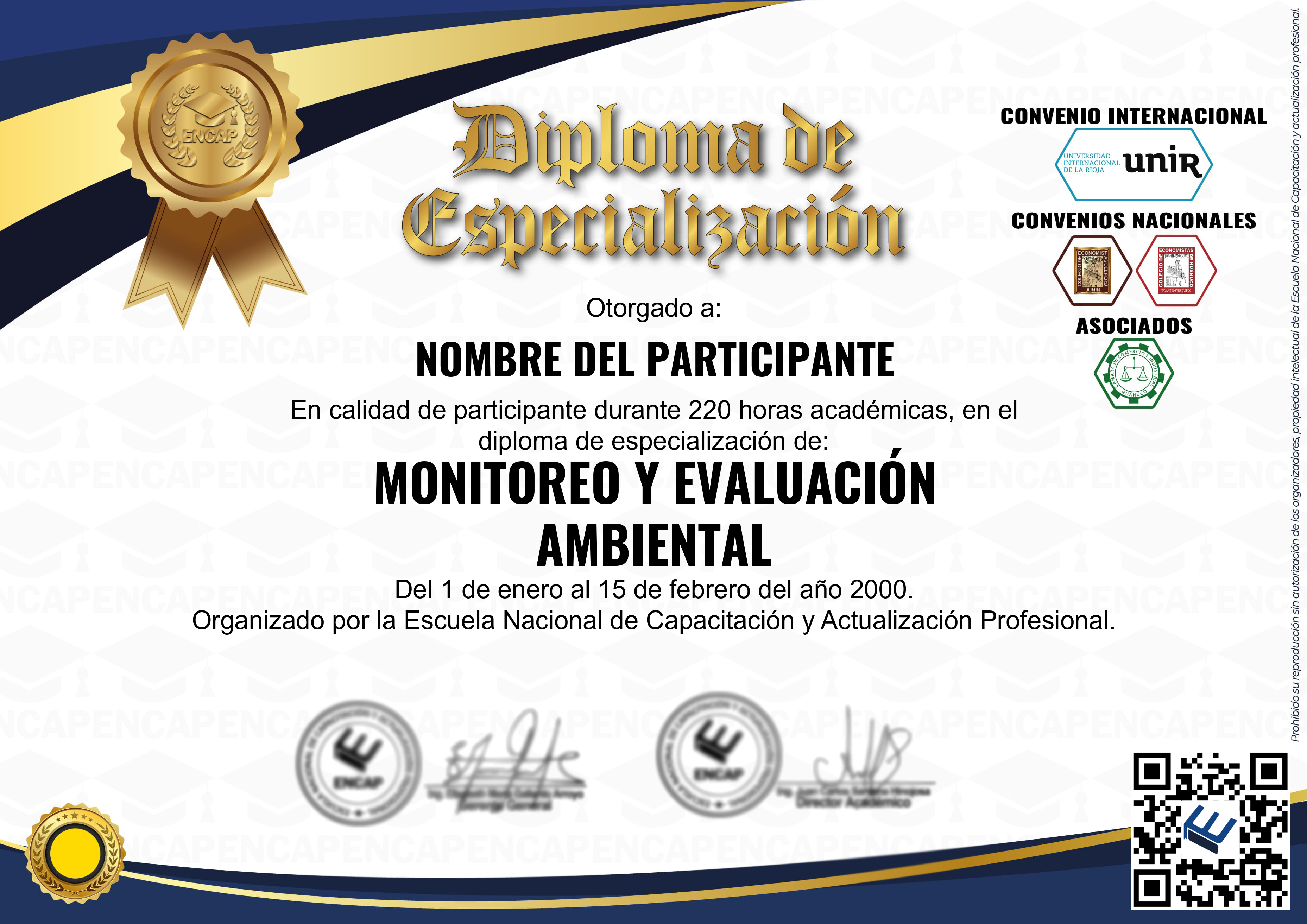 Certificado Especialización
