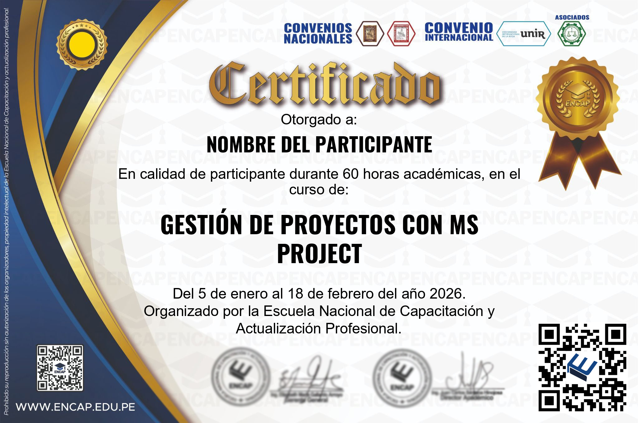 Certificado Especialización
