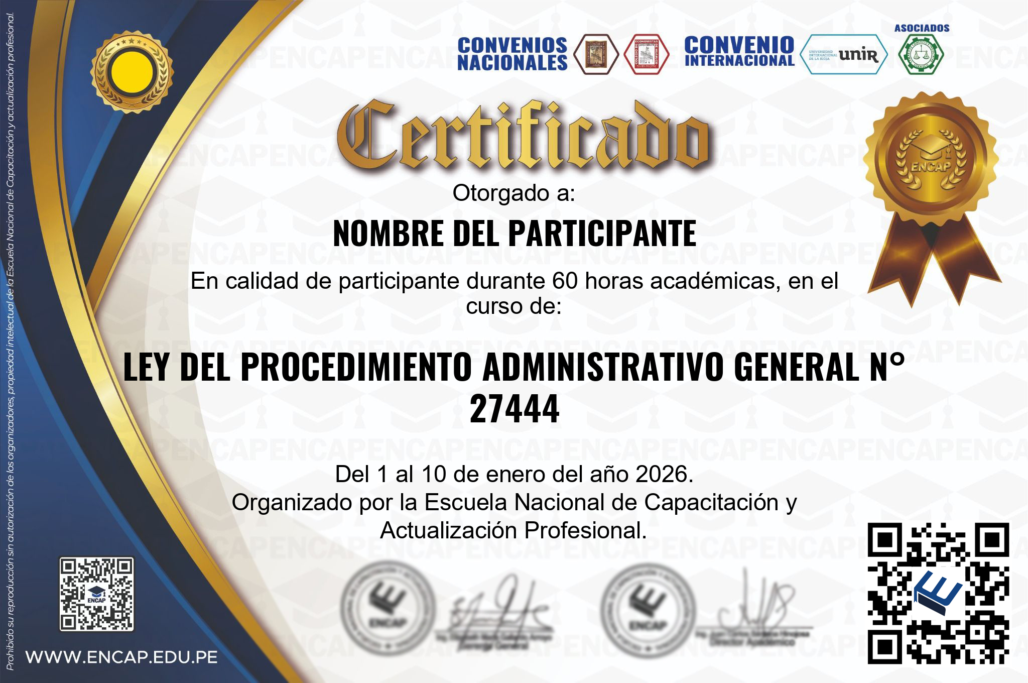 Certificado Especialización