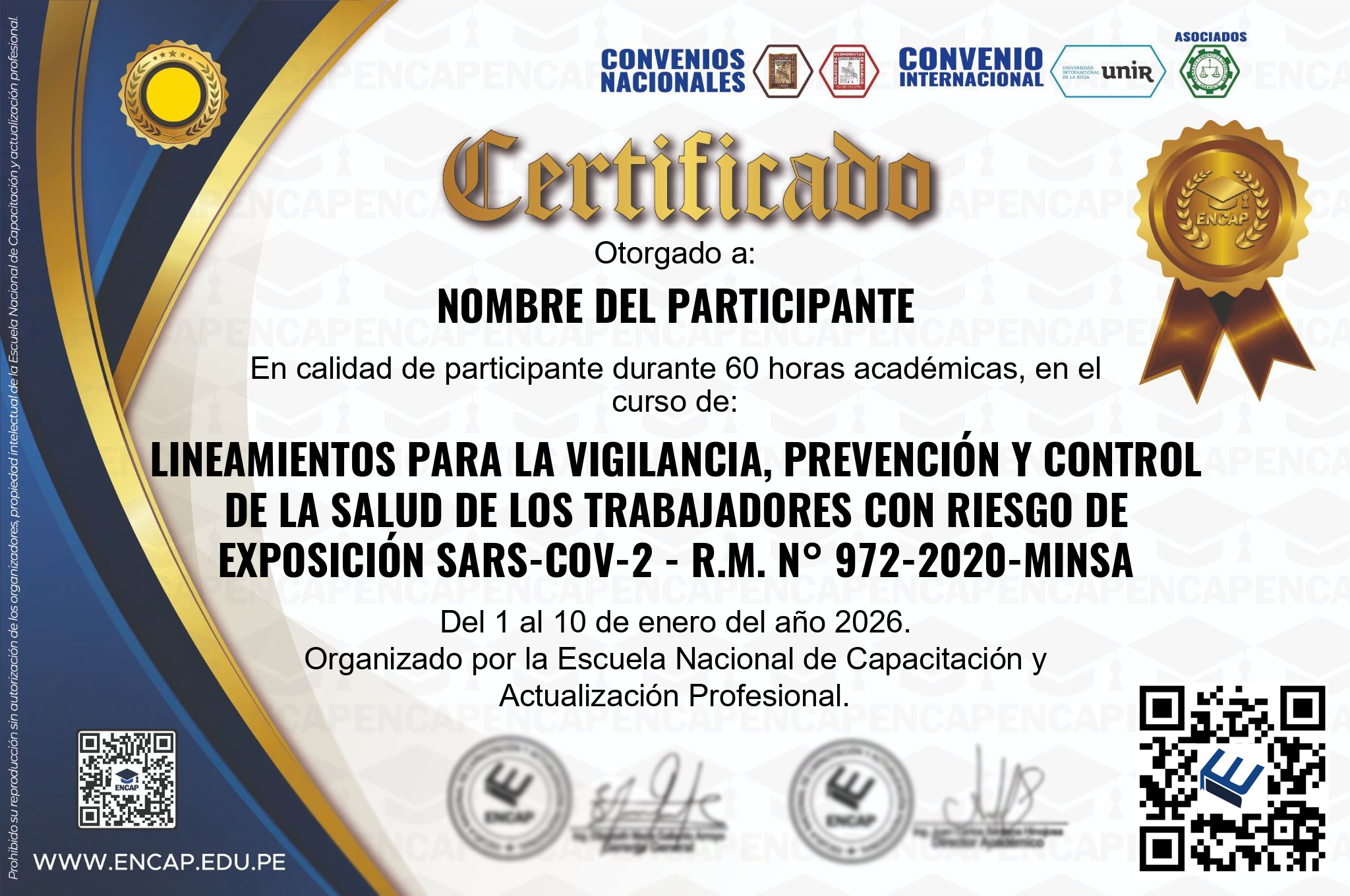 Certificado Especialización
