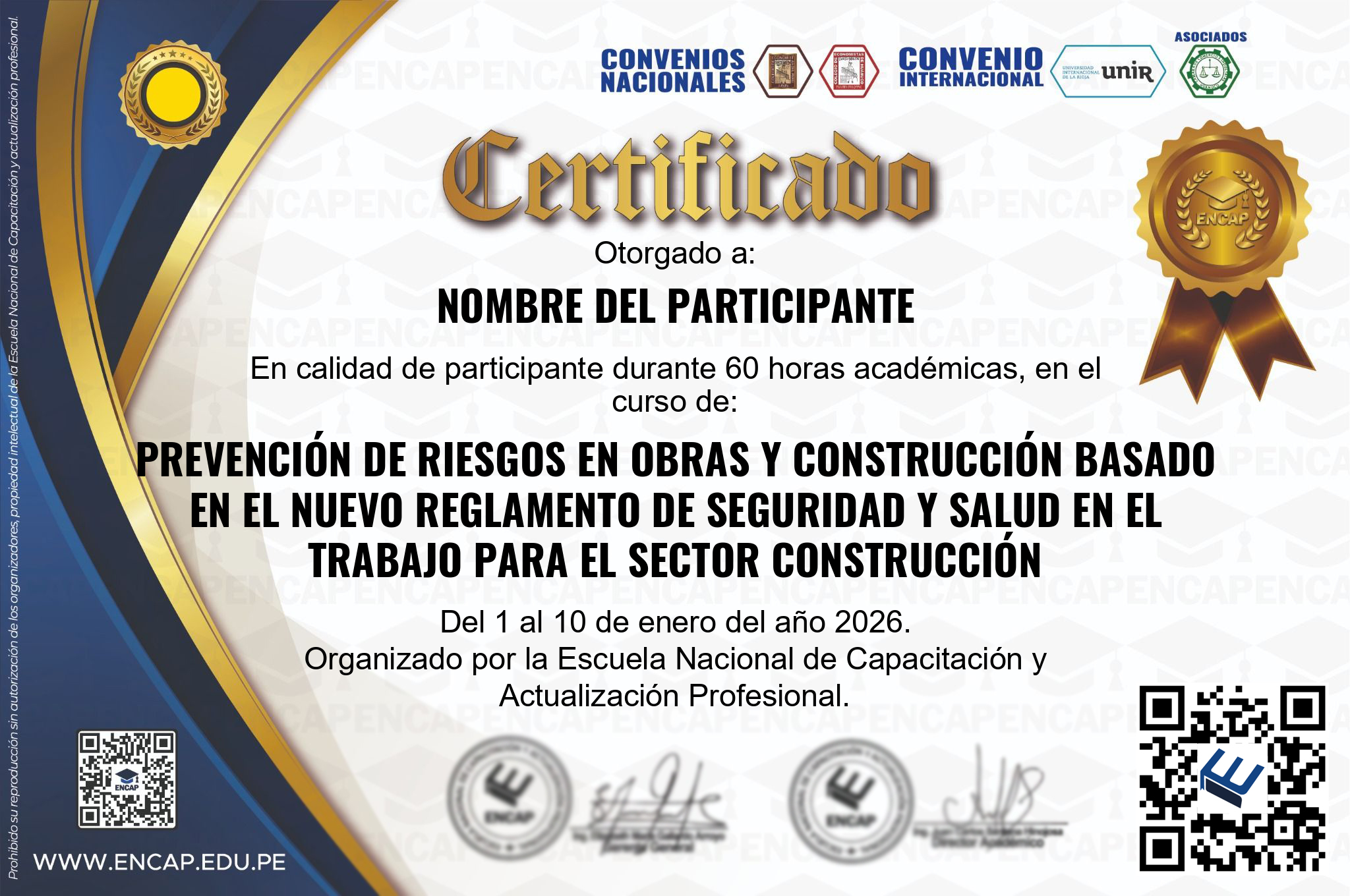 Certificado Especialización