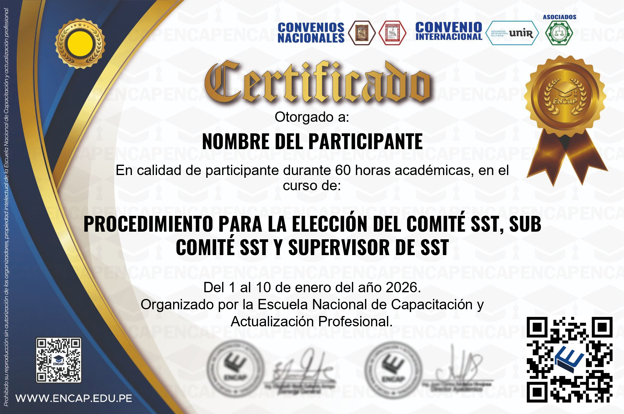 Certificado Especialización