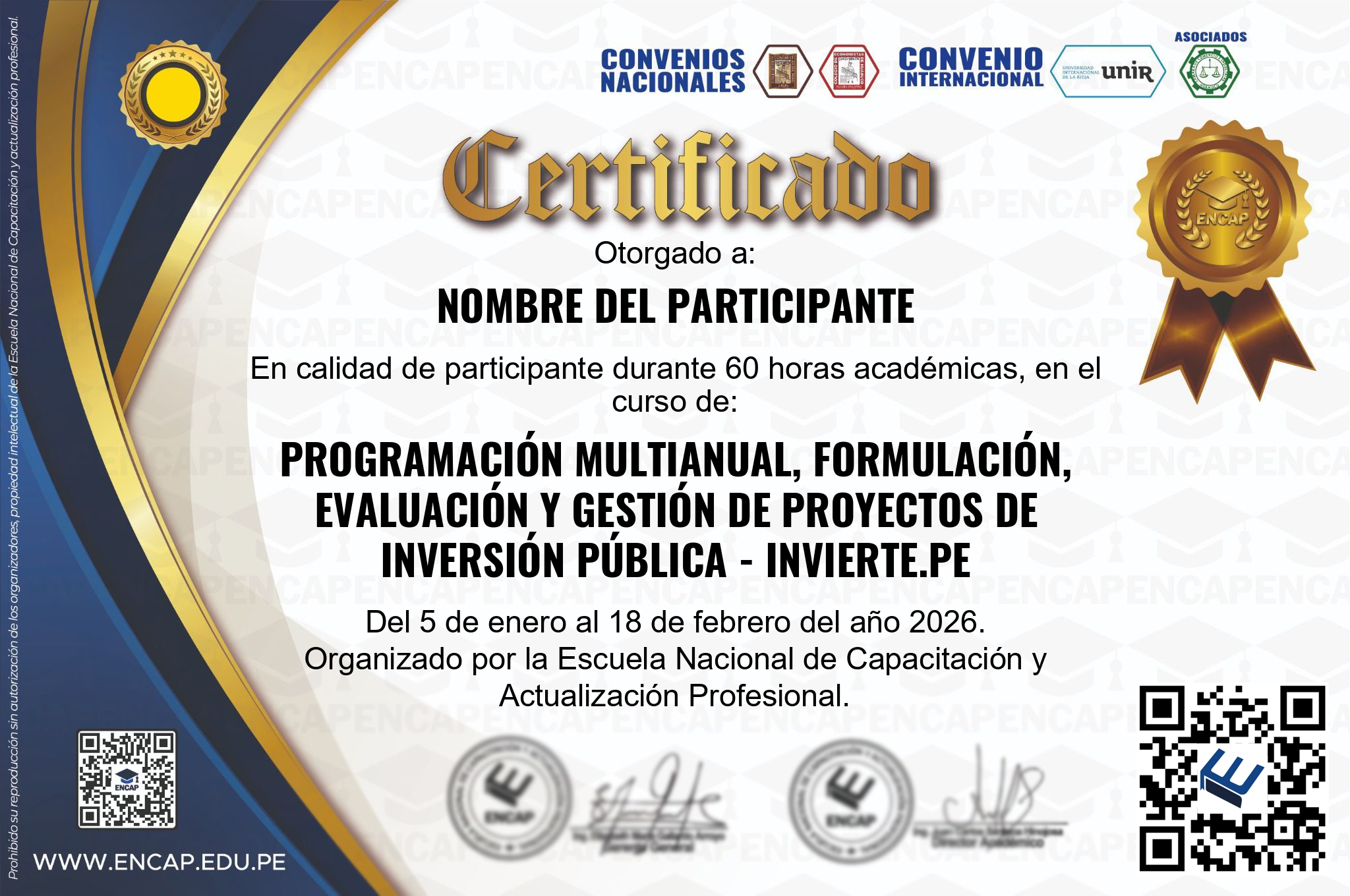 Certificado Especialización
