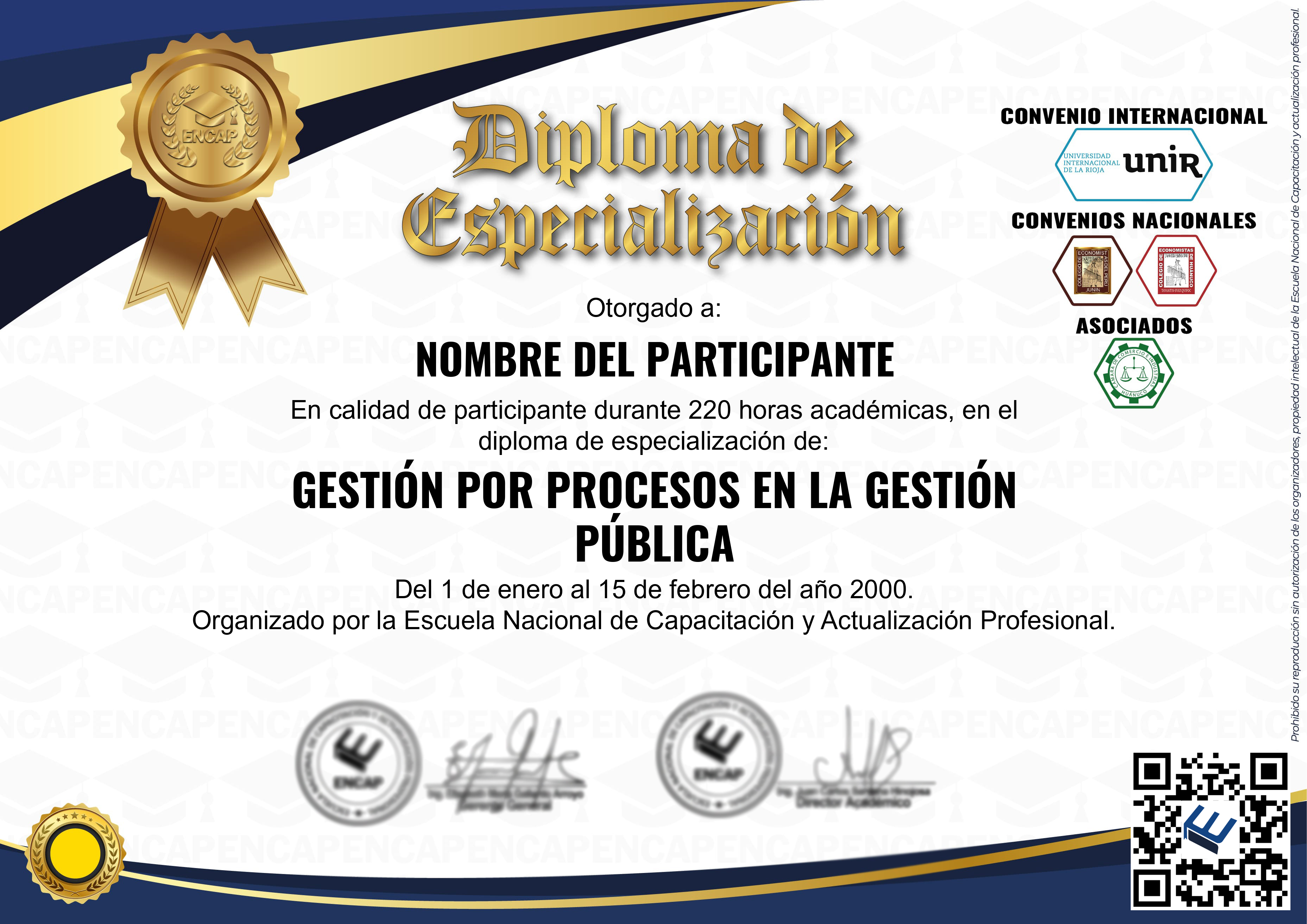 Certificado Especialización