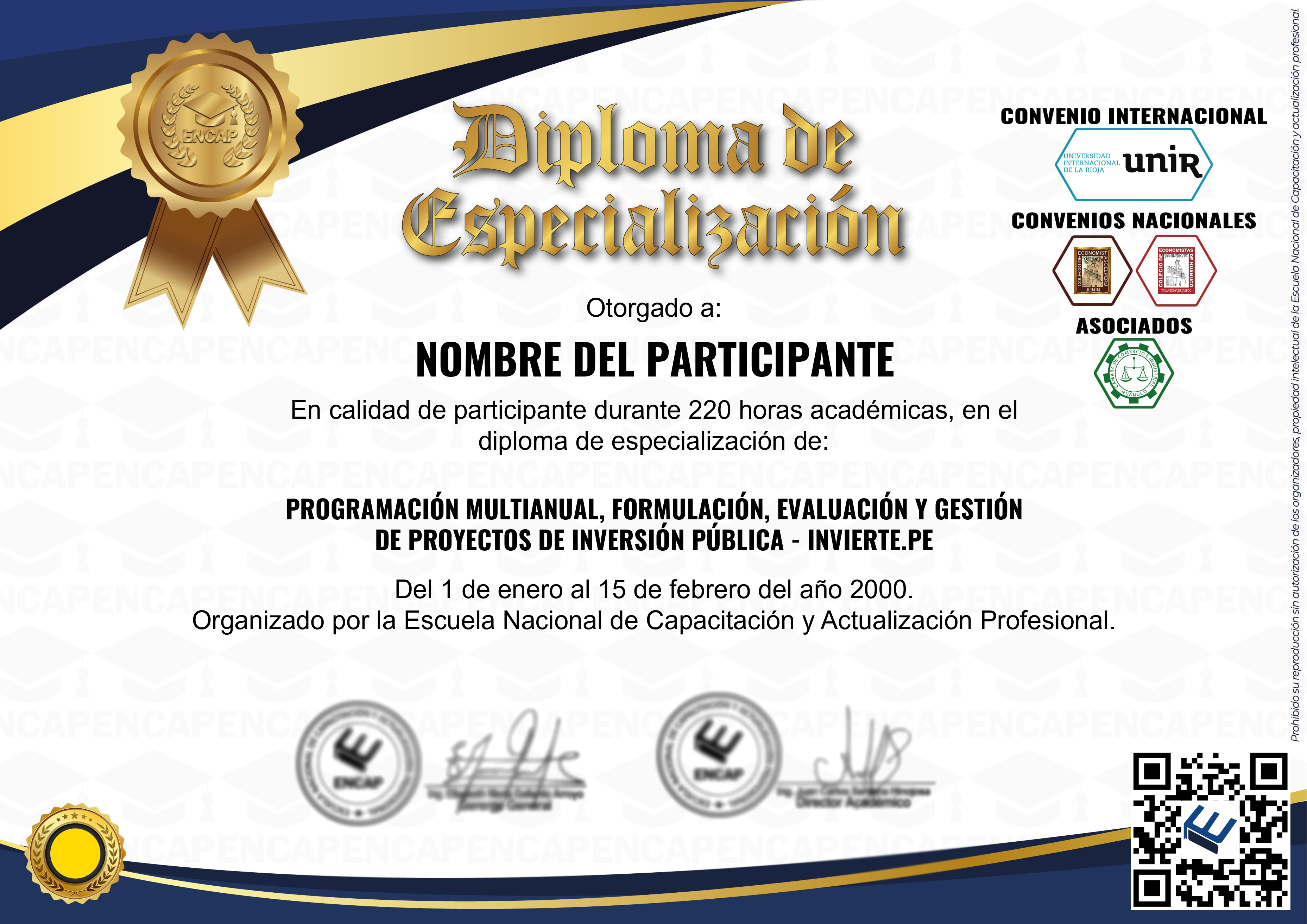 Certificado Especialización