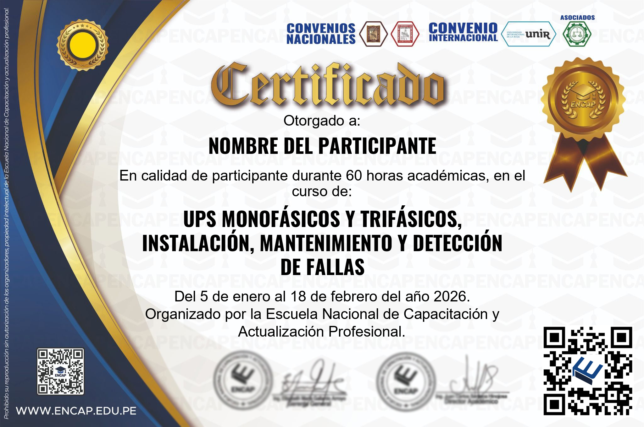 Certificado Especialización