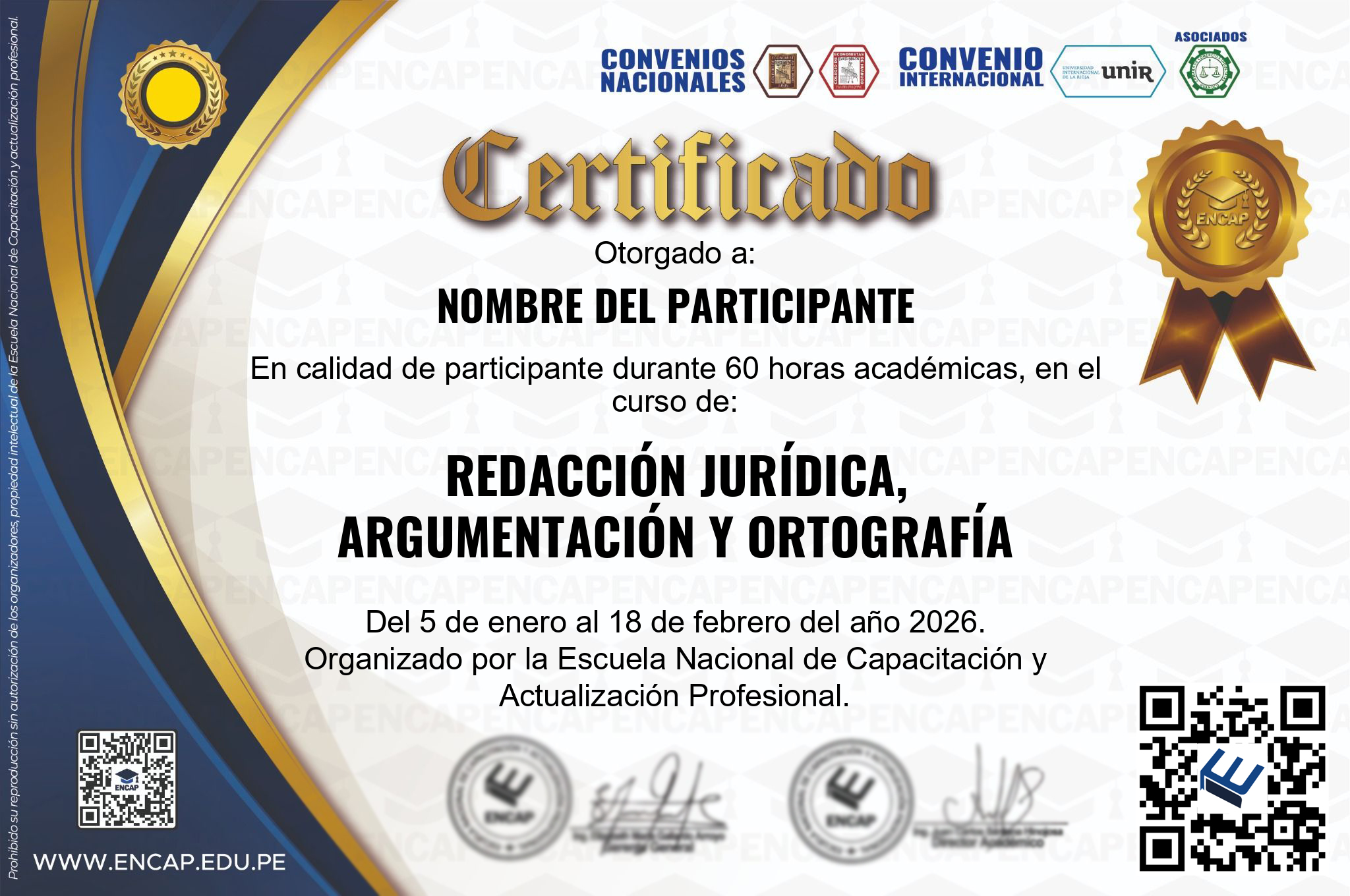 Certificado Especialización