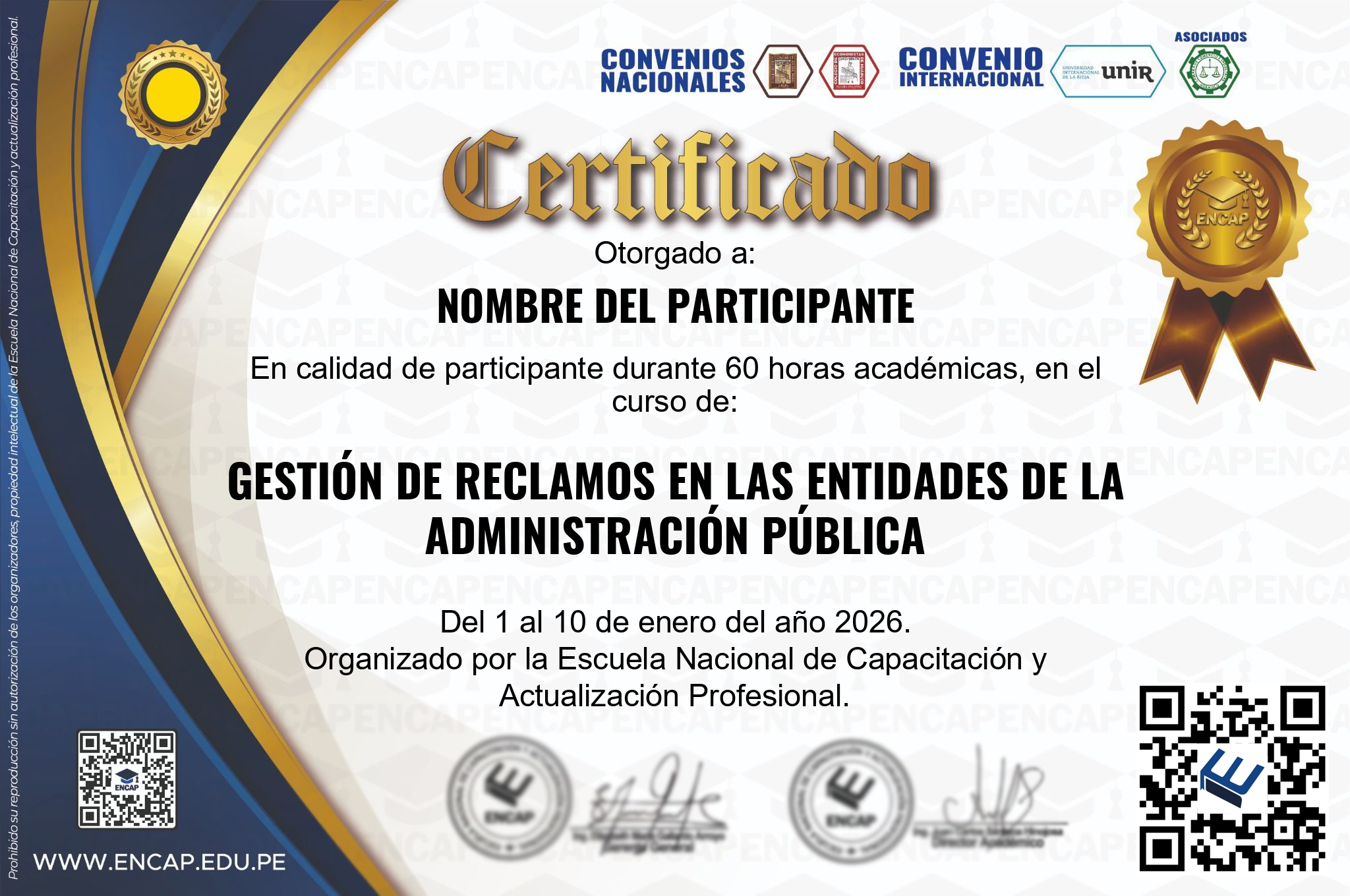 Certificado Especialización