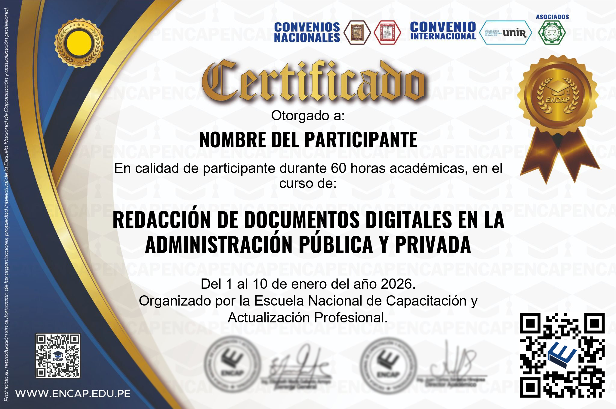 Certificado Especialización
