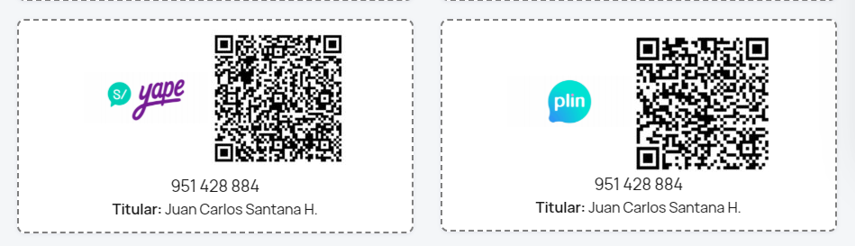 Códigos QR de Yape y Plin